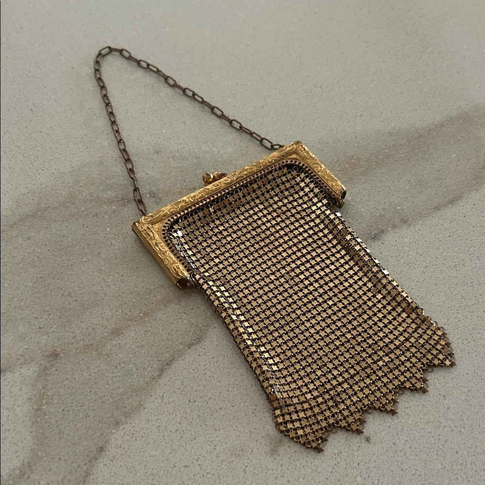 Whiting & Davis antique vintage gold mesh purse